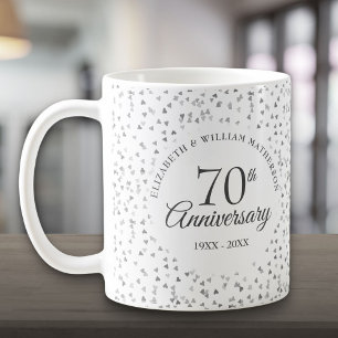結婚70周年記念ラブハートのコンフェティ コーヒーマグカップ