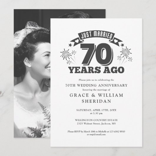 結婚70周年記念写真 招待状 (正面/裏面)