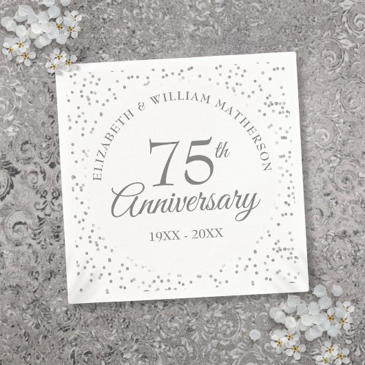 結婚75周年記念コンフェティ スタンダードカクテルナプキン