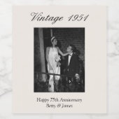 結婚75周年記念パーティーの飾り付け カスタム写真 ワインラベル (シングルラベル)