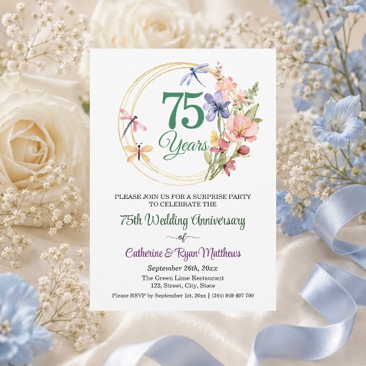 結婚75周年記念フラワーサプライズパーティー 招待状