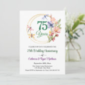 結婚75周年記念 ゴールドフレーム フラワー 招待状 (スタンド正面)