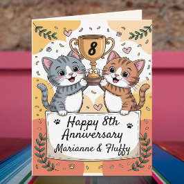 結婚8周年記念ネコ カード