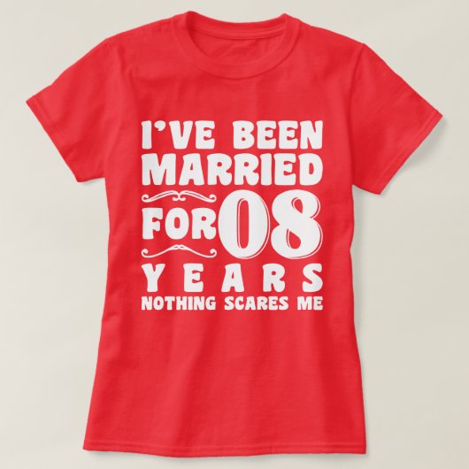 結婚8年目の面白い結婚式のお祝い Tシャツ (デザイン正面)
