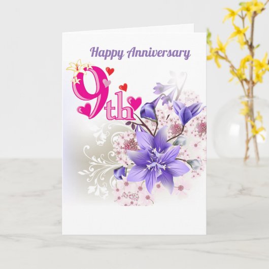 結婚9周年カード カード (黄色い花)