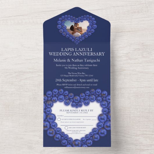 結婚9周年パーティー オールインワン招待状 (内側)