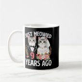 結婚9周年記念 ネコ 猫 9年目 カップル コーヒーマグカップ (左)