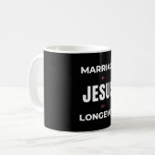 結婚 + イエス = 長寿 コーヒーマグカップ (正面左)