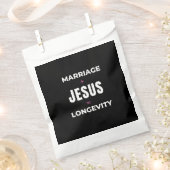 結婚 + イエス = 長寿 フェイバーバッグ (クリップ留めされた状態)