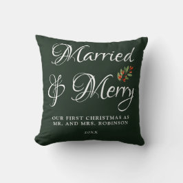 結婚&クリスマスツリー 私たちの初めてのクリスマス フォレストグリーン クッション