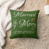 結婚＆クリスマス最高！ 初めてのクリスマス 結婚記念 グリーン クッション (ブランケット)