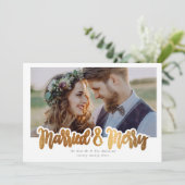 結婚＆クリスマス おしゃれな結婚写真の箔押しカード シーズンカード (スタンド正面)