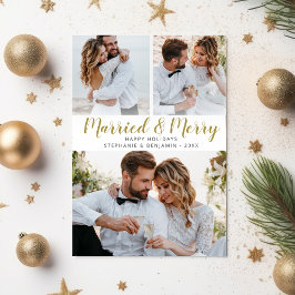 結婚&クリスマス 結婚式直後の写真コラージュ シーズンカード