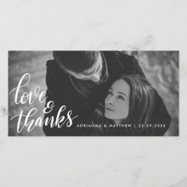 結婚 タイポグラフィー 愛と感謝 | カップル フォト サンキューカード