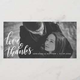結婚 タイポグラフィー 愛と感謝 | カップル フォト サンキューカード