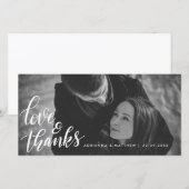 結婚 タイポグラフィー 愛と感謝 | カップル フォト サンキューカード (正面/裏面)