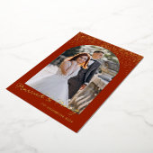 結婚＆メリークリスマスの写真アーチフレーム 赤 箔シーズンカード (回転した状態)