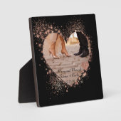 結婚&メリー ローズゴールド 輝くライトの写真 フォトプラーク (正面)