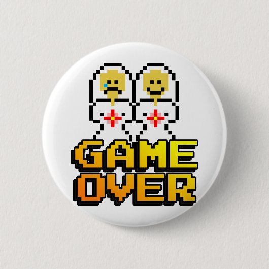 結婚(レズビアン、8ビット)上のゲーム 缶バッジ (正面)