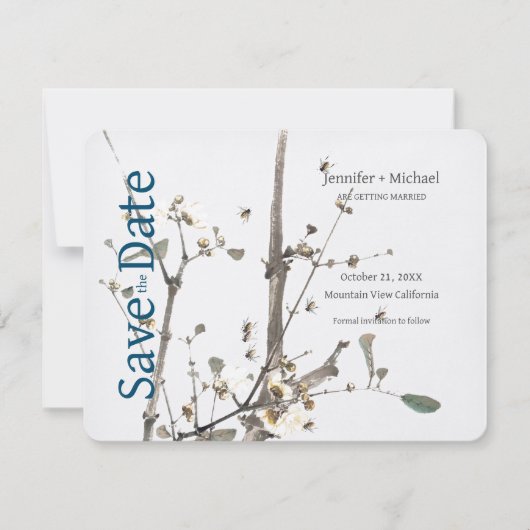 結婚 婚姻 書道 花  セーブザデート (正面)