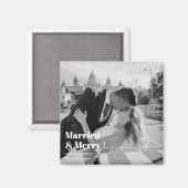結婚＆幸せ | エレガントなブラック＆ホワイトのウェディング  マグネット (正面/裏面)