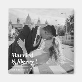 結婚＆幸せ | エレガントなブラック＆ホワイトのウェディング  マグネット (正面)