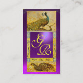 結婚 愛 孔雀 モノグラム 紫 アメジスト 名刺 (裏面)