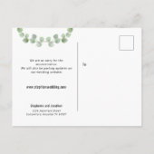 結婚 新しい計画 保存 新しい日付 ユーカリ 案内ポストカード (裏面)