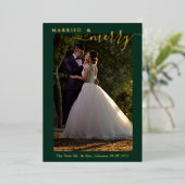 結婚＆楽しいカップルの初めてのクリスマス写真 ゴールド 箔シーズンカード (立ち正面)