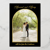 結婚＆楽しいゴールドアーチのクリスマスホリデー写真 箔シーズンカード (正面)