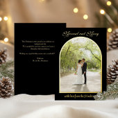 結婚＆楽しいゴールドアーチのクリスマスホリデー写真 箔シーズンカード