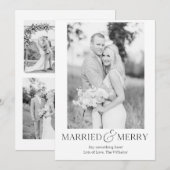 結婚＆楽しいシンプルな最初のクリスマスカード シーズンカード (正面/裏面)