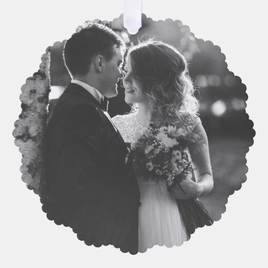 結婚&楽しい台本 赤い格子縞の写真 クリスマス オーナメントカード (正面)