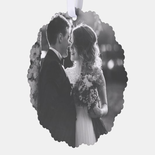 結婚&楽しい台本 赤い格子縞の写真 クリスマス オーナメントカード (左)