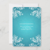 結婚 秘密の挙式 ヴィンテージ スワール 2 ターコイズ 案内状 (裏面)