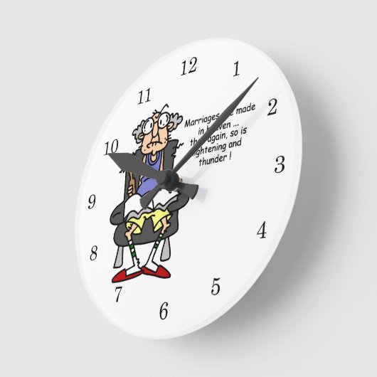 結婚、稲妻、サンダーユーモア ラウンド壁時計 (傾斜)