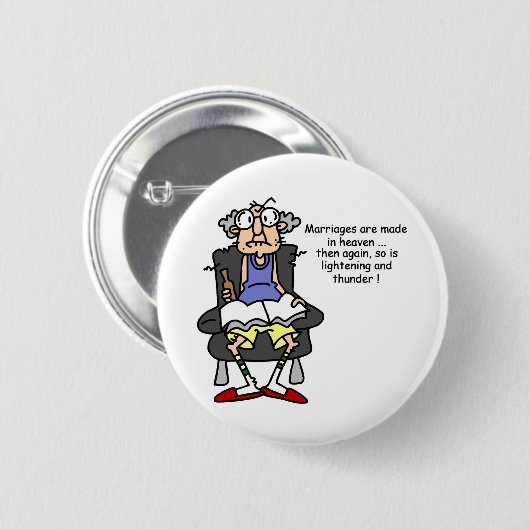 結婚、稲妻、サンダーユーモア 缶バッジ (正面&裏面)