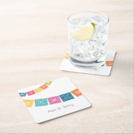 結婚 – 結婚のパペル・ピカド結婚式の引き出物 スクエアペーパーコースター