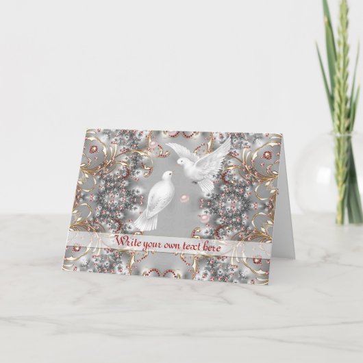 結婚・記念日のロマンチックな愛の鳩 - 結婚記念日 カード (正面)