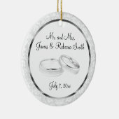 結婚/記念日の記念 |ホワイトとシルバー セラミックオーナメント (右)