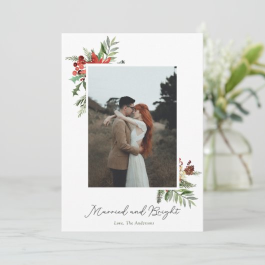 結婚&輝かしい秘密の挙式 ホリデー フォトカード シーズンカード (スタンド正面)