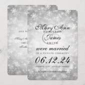 結婚/駆け落ちの銀製の冬の不思議の国 招待状 (正面/裏面)