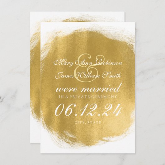 結婚/駆け落ち金ゴールド絵を描の外観 案内状 (正面/裏面)