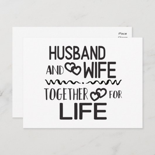 結婚 黒 白 花嫁 花婿 愛 結婚記念日 ポストカード (正面/裏面)