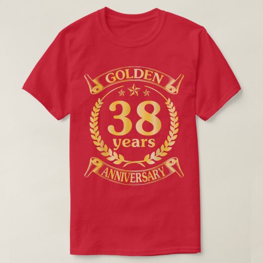 結婚 38周年 ゴールド 結婚記念日 祝い ハウ Tシャツ (デザイン正面)