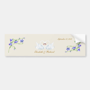 結婚。 Bluebellsおよび白鳥のバンパーステッカー バンパーステッカー