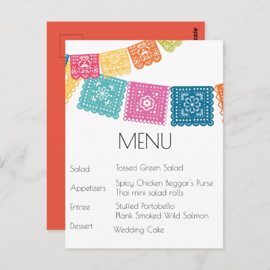 結婚 – Boda - 結婚's Papel Picado RSVP ポストカード (正面/裏面)