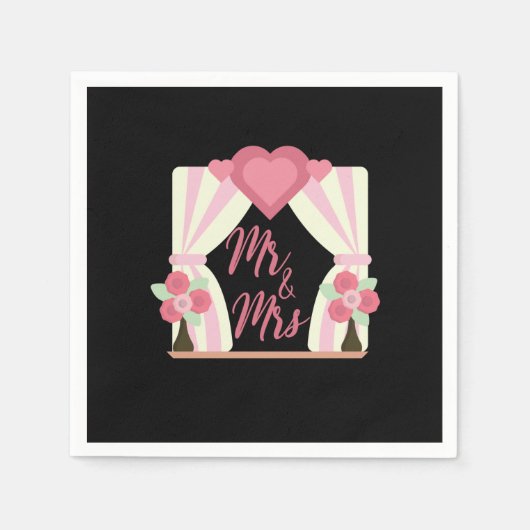 結婚 Mr And Mrs スタンダードカクテルナプキン (正面)