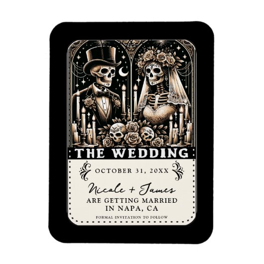 結婚 Tarot スケルトンの結婚式延期のご案内 マグネット (縦)