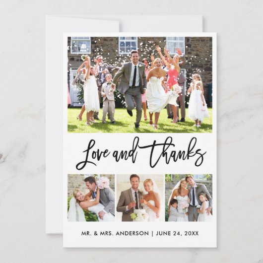結婚Brush Script Love 感謝してい 4 Photo サンキューカード (正面)